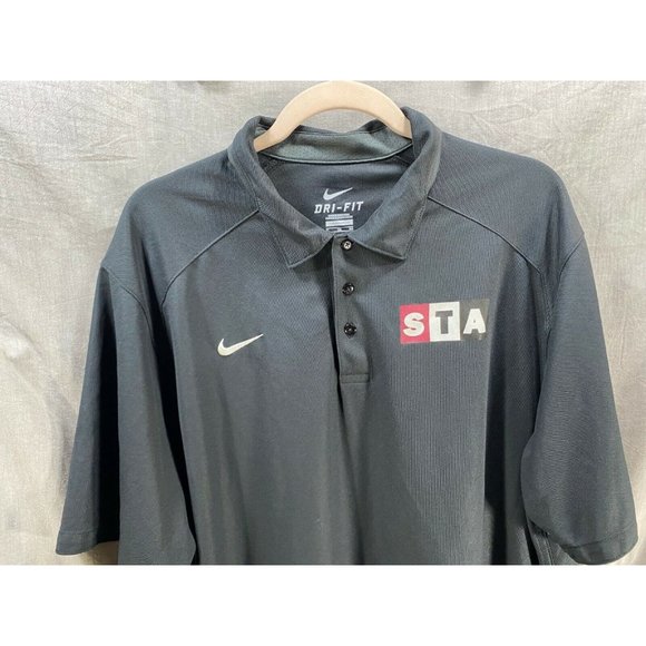 STA Nike Polo Shirt Adult XL Black Short Sleeve DRI-FIT Button Golfer Mens - Picture 2 of 9